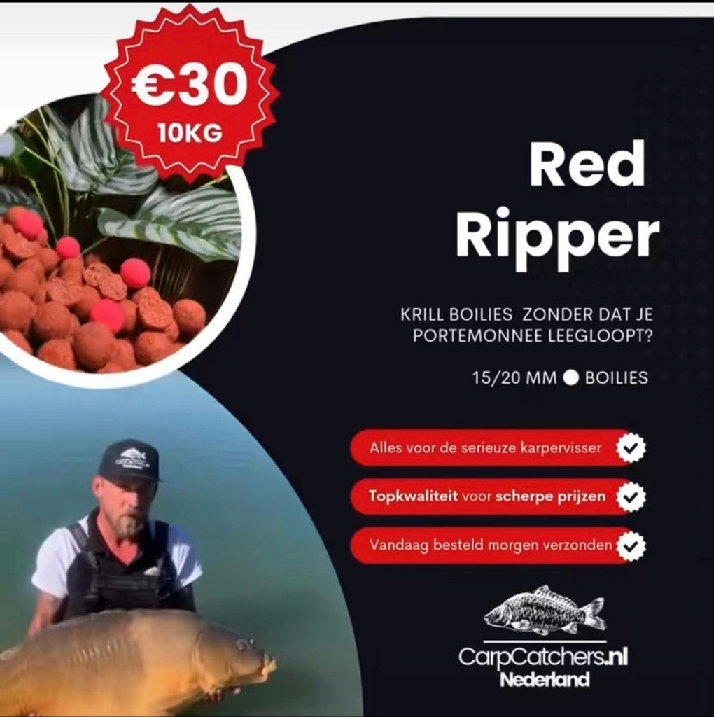 Boilie aanbieding | 10 kilo voor €30,- | Red Ripper, Tropical Terror & The Cruncher | Carpcatchers.nl